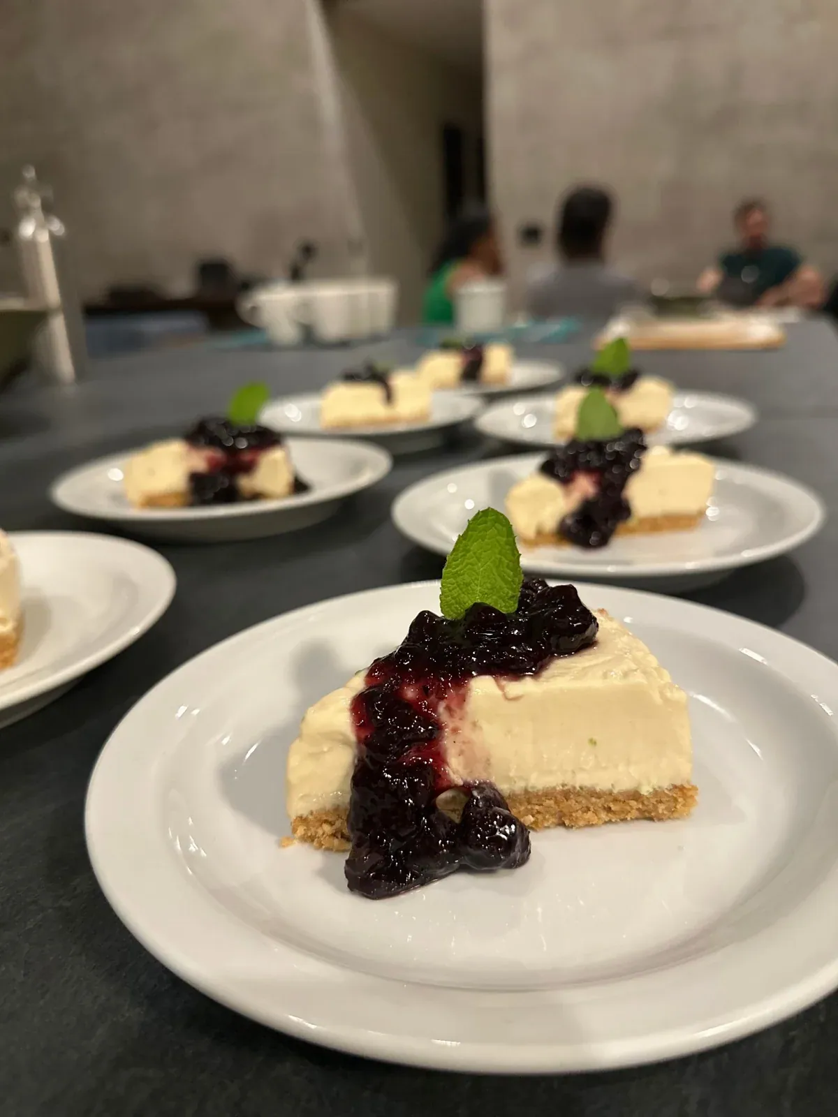 Plated dessert with berries
